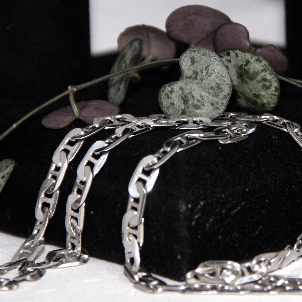 Sterling Silver Mariner Link Chain Necklace 24 Inch 5.76mm Italy 925 Anchor Link